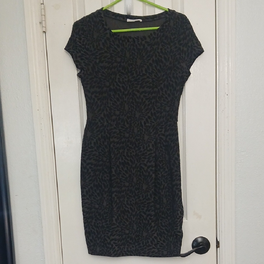 Metalicus Elegant Black & Dark Grau Patterned Dress